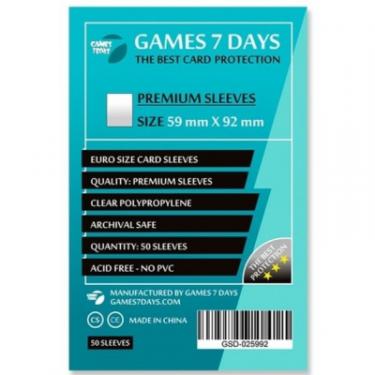 Протектор для карт Games7Days 59 х 92 мм, Euro, 50 шт (PREMIUM) Фото
