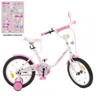 Детский велосипед Prof1 18" Flower Білий з рожевим Фото 1