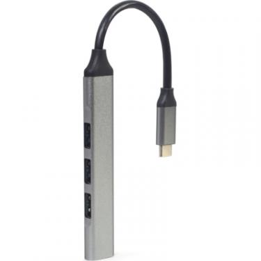 Концентратор Gembird USB-C 4 ports (1xUSB3.1+3xUSB2.0) metal silver Фото 1