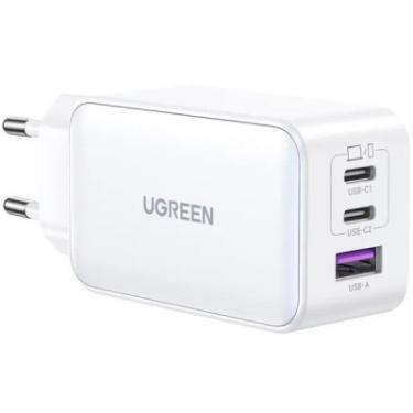Зарядное устройство Ugreen USB-A+2*USB-C 65W GaN Tech Fast White Фото 1