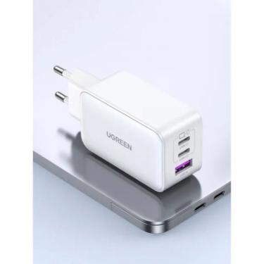 Зарядное устройство Ugreen USB-A+2*USB-C 65W GaN Tech Fast White Фото 2