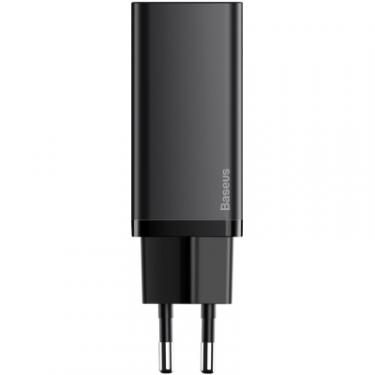 Зарядное устройство Baseus 2xUSB 65W GaN (USB-C+USB-A) black Фото 1