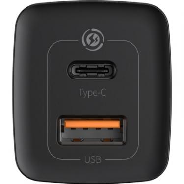 Зарядное устройство Baseus 2xUSB 65W GaN (USB-C+USB-A) black Фото 3