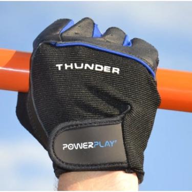 Перчатки для фитнеса PowerPlay 9058 Thunder чорно-сині S Фото 9