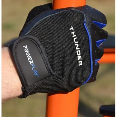 Перчатки для фитнеса PowerPlay 9058 Thunder чорно-сині S Фото 4