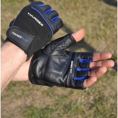Перчатки для фитнеса PowerPlay 9058 Thunder чорно-сині S Фото 6