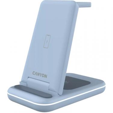 Зарядное устройство Canyon WS-304 Foldable 3in1 Wireless charger Blue Фото