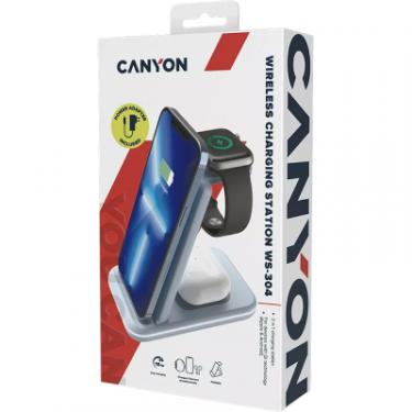 Зарядное устройство Canyon WS-304 Foldable 3in1 Wireless charger Blue Фото 6