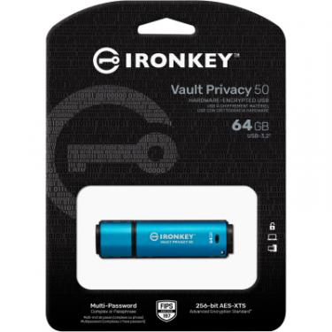 USB флеш накопитель Kingston 64GB IronKey Vault Privacy 50 Blue USB 3.2 Фото 4