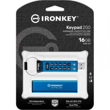USB флеш накопитель Kingston 16GB IronKey Keypad 200 Blue USB 3.2 Фото 5