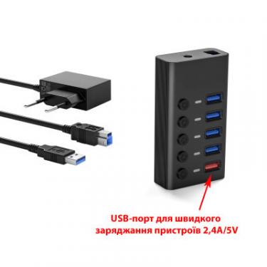 Концентратор Dynamode 5 ports USB3.0 to 4*USB3.0+2.4А Power Adapter 2.5A Фото 1