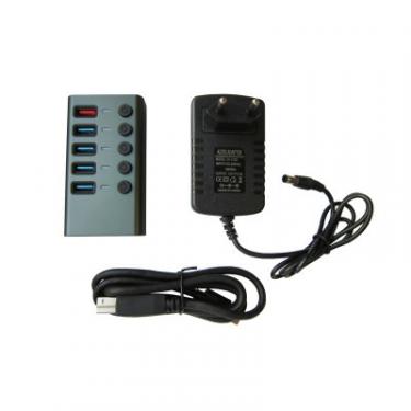 Концентратор Dynamode 5 ports USB3.0 to 4*USB3.0+2.4А Power Adapter 2.5A Фото 2