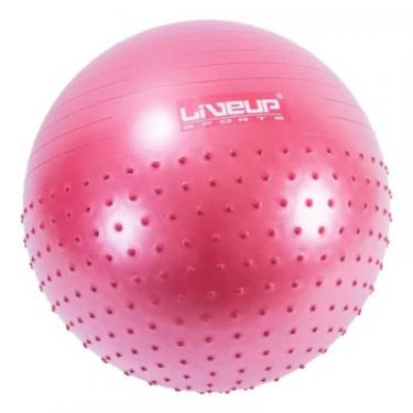 Мяч для фитнеса LiveUp Half Massage Ball LS3569 масажний з насосом червон Фото