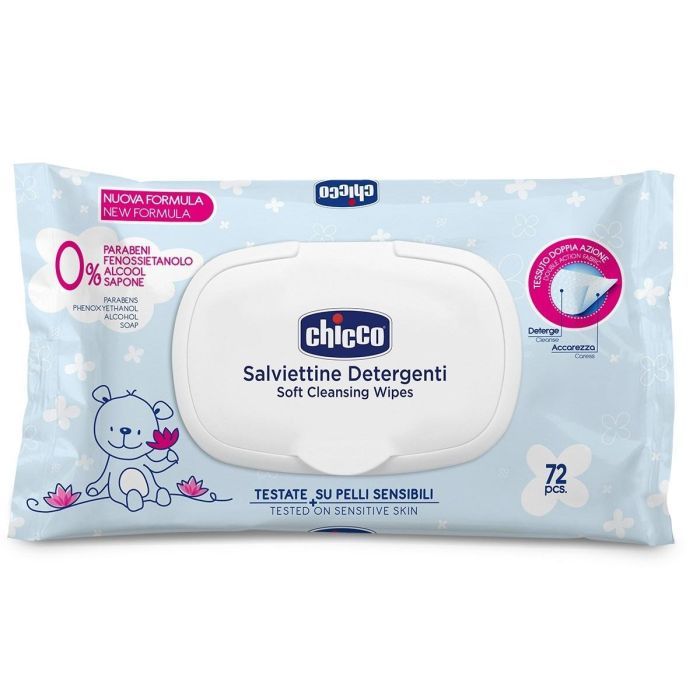 Детские влажные салфетки Chicco мягкие очищающие 72 шт. Фото
