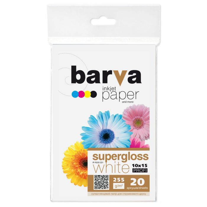 Фотобумага Barva 10x15, 255 g/m2, PROFI, 20арк, supergloss Фото