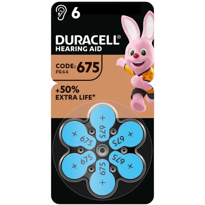 Батарейка Duracell для слуховых аппаратов размер 675, 6 шт. в упаковк Фото
