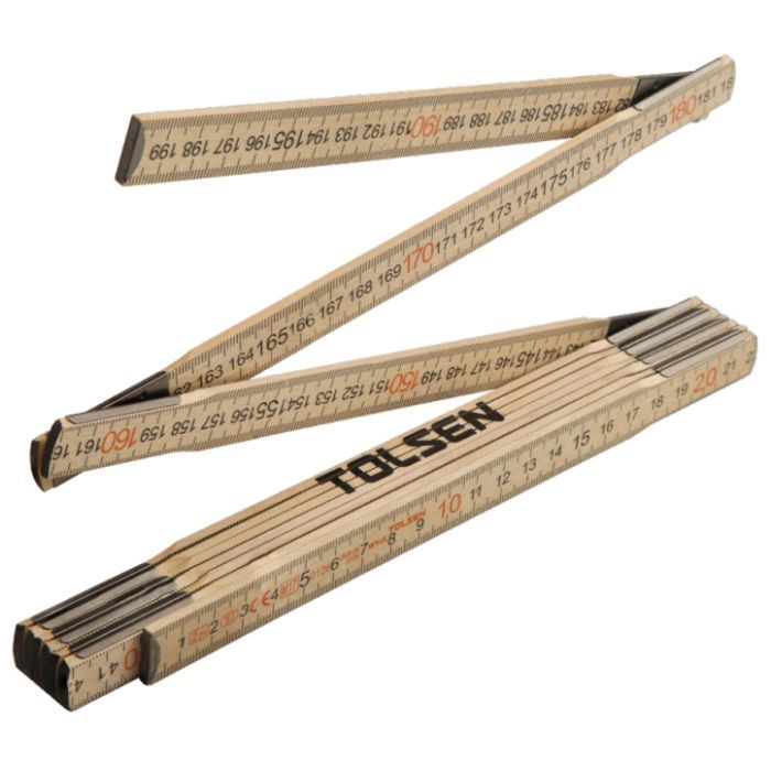 Линейка строительная Tolsen расскладная 2 м дерево Фото
