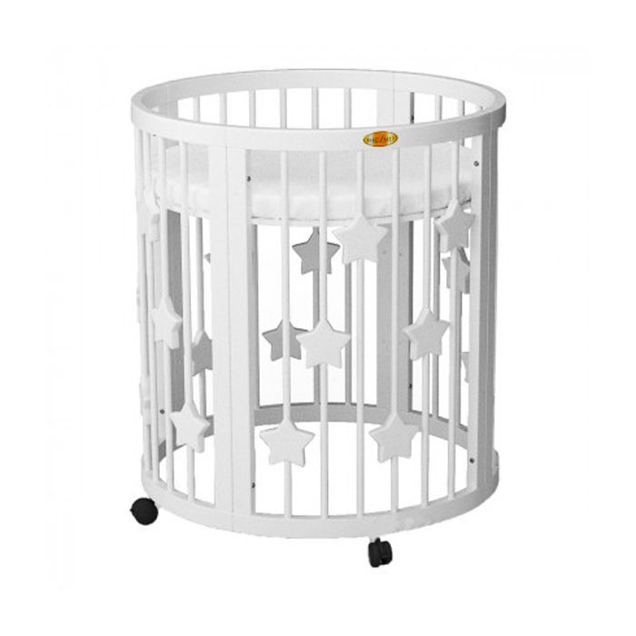 Кроватка Ingvart SMART BED ROUND со звездочками белый Фото 1