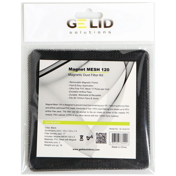 Пылевой фильтр для ПК Gelid Solutions MAGNET MESH DUST FILTER 120 3pcs Фото 2