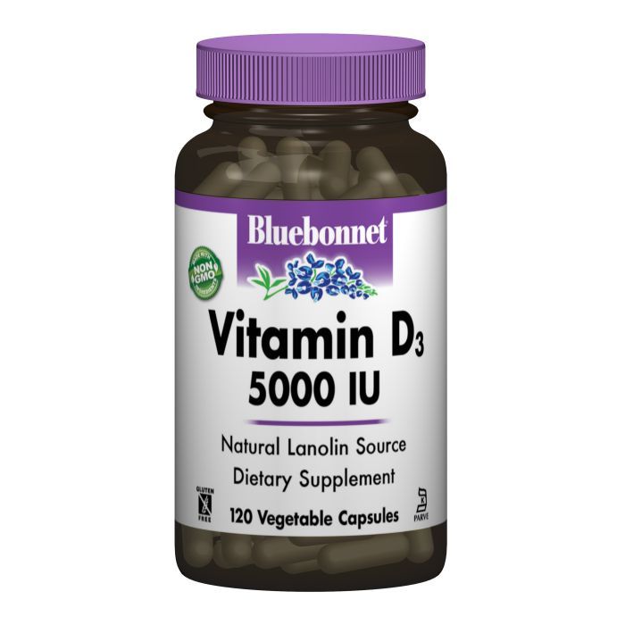 Витамин Bluebonnet Nutrition Витамин D3 5000IU, 120 вегетарианских капсул Фото