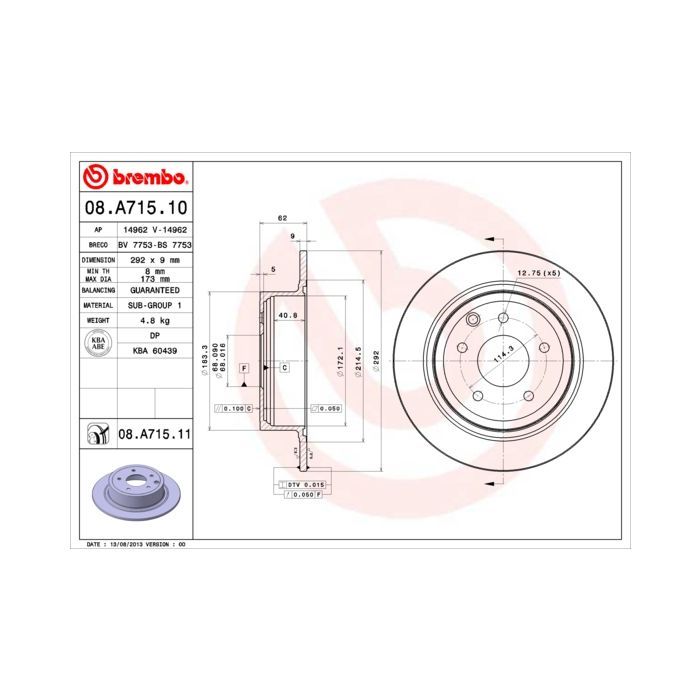 Тормозной диск Brembo 08.A715.10 Фото