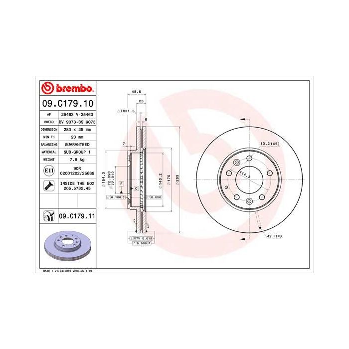 Тормозной диск Brembo 09.C179.11 Фото