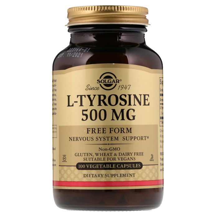 Аминокислота Solgar L-Тирозин, L-Tyrosine, 500 мг, 100 вегетаріанськіх Фото