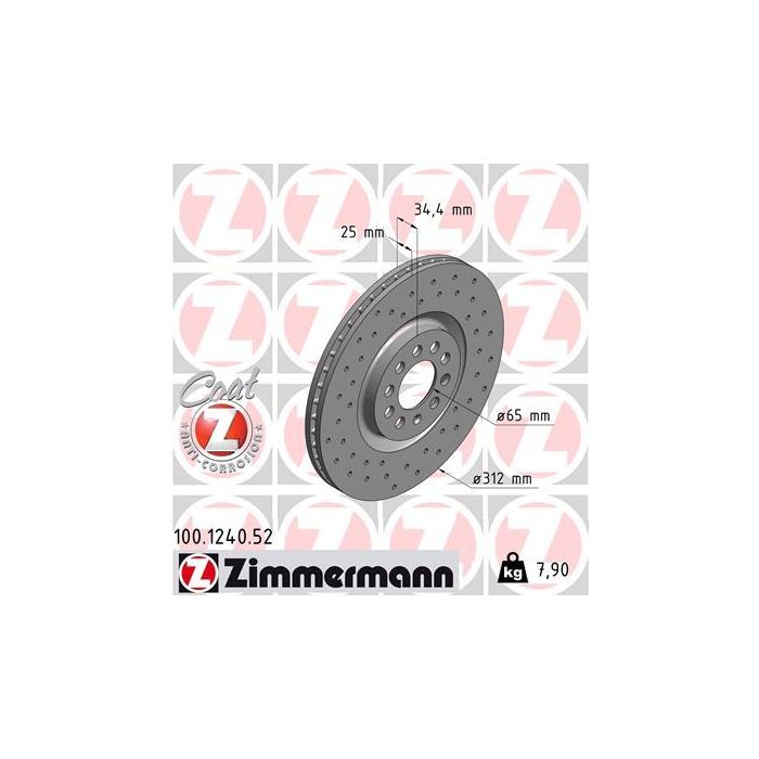 Тормозной диск ZIMMERMANN 100.1240.52 Фото