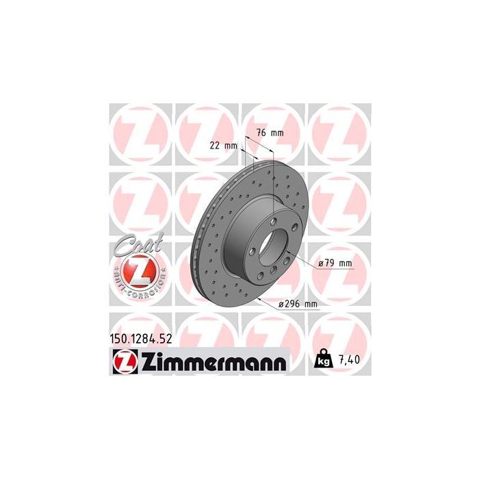 Тормозной диск ZIMMERMANN 150.1284.52 Фото