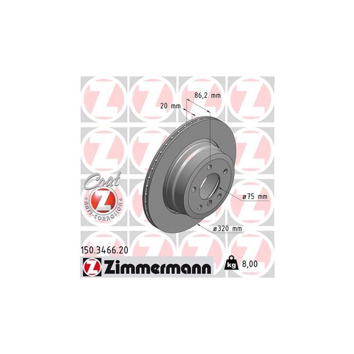 Тормозной диск ZIMMERMANN 150.3466.20 Фото