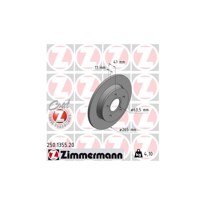 Тормозной диск ZIMMERMANN 250.1355.20 Фото