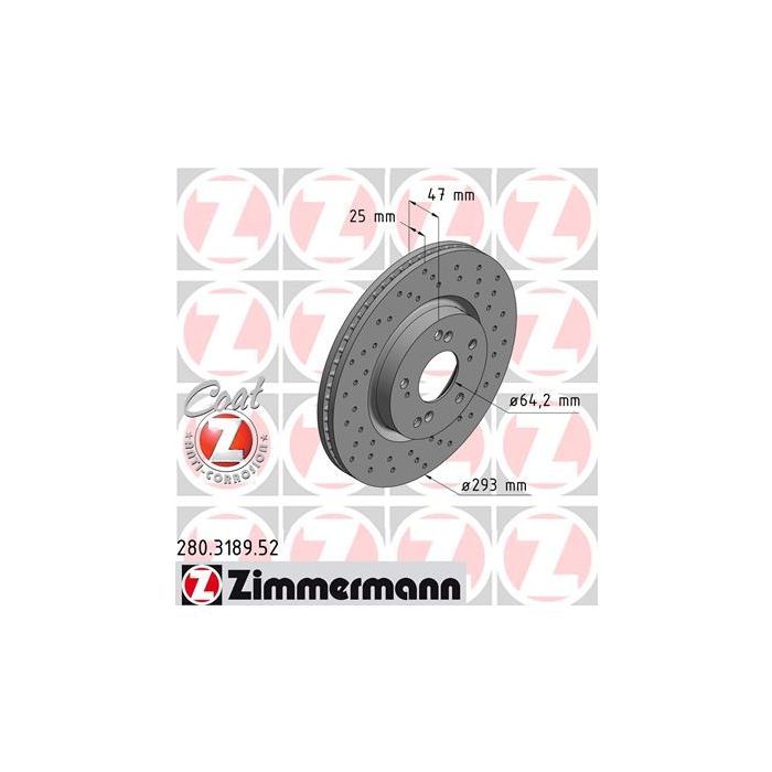 Тормозной диск ZIMMERMANN 280.3189.52 Фото