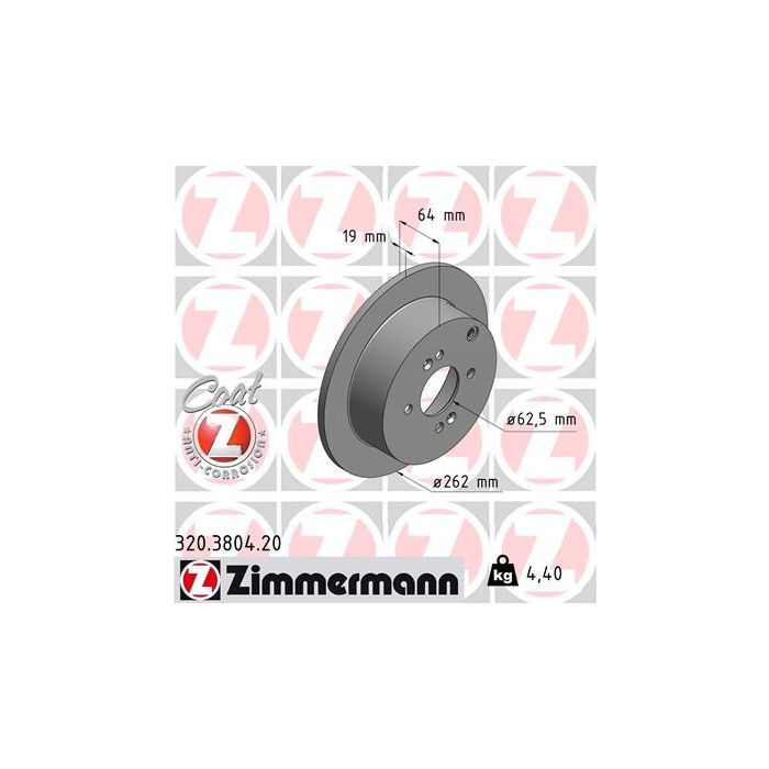 Тормозной диск ZIMMERMANN 320.3804.20 Фото