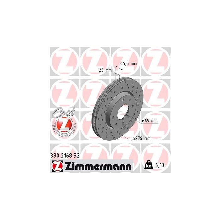 Тормозной диск ZIMMERMANN 380.2168.52 Фото