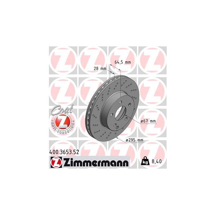 Тормозной диск ZIMMERMANN 400.3653.52 Фото