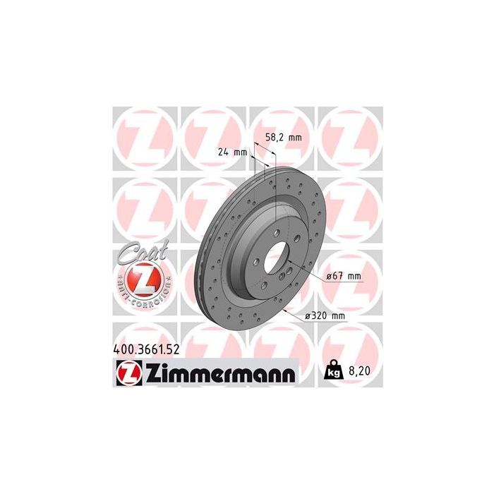 Тормозной диск ZIMMERMANN 400.3661.52 Фото