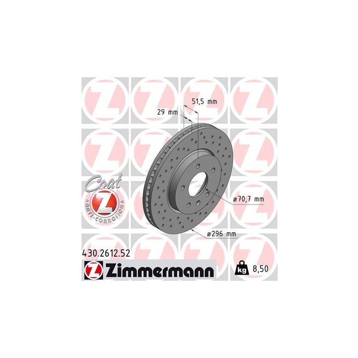 Тормозной диск ZIMMERMANN 430.2612.52 Фото