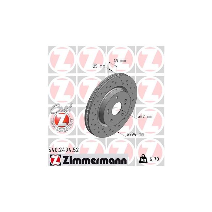 Тормозной диск ZIMMERMANN 540.2494.52 Фото