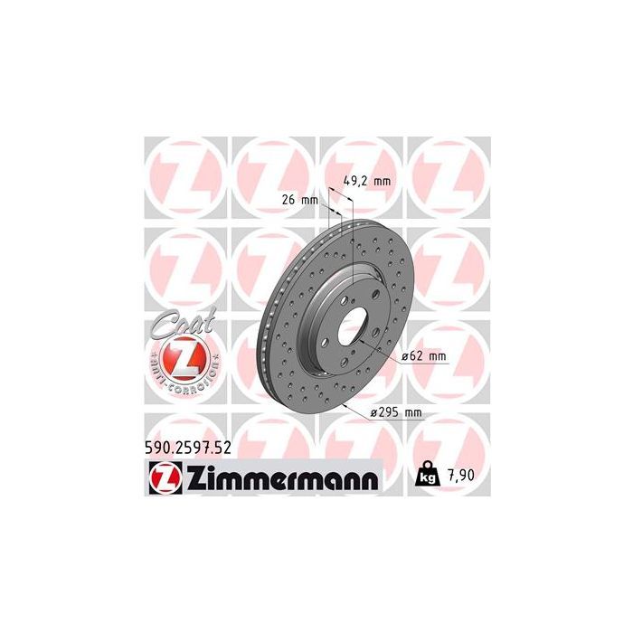 Тормозной диск ZIMMERMANN 590.2597.52 Фото