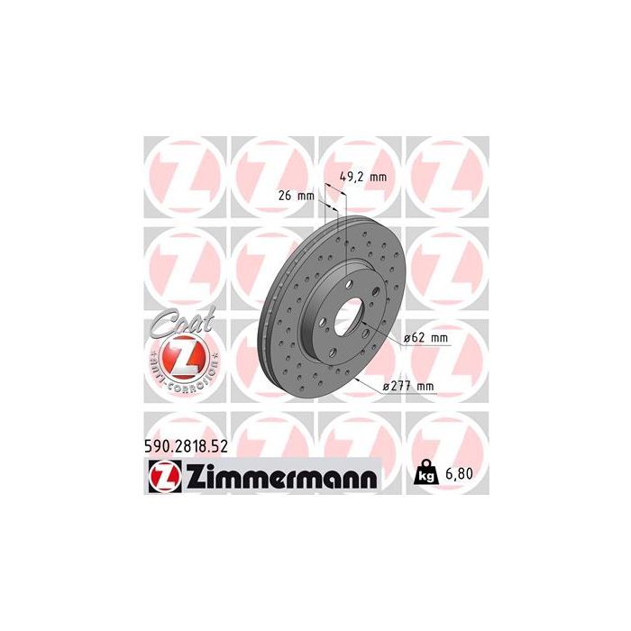 Тормозной диск ZIMMERMANN 590.2818.52 Фото