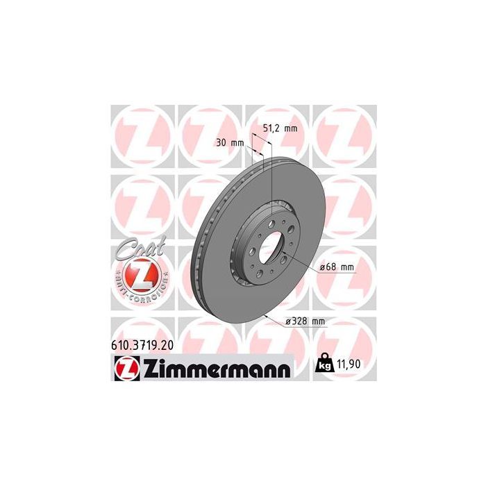 Тормозной диск ZIMMERMANN 610.3719.20 Фото