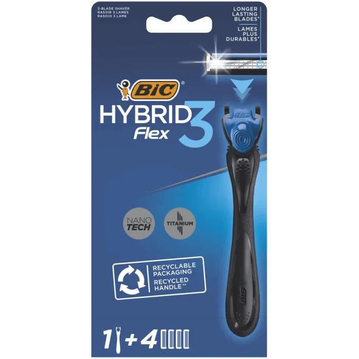 Бритва Bic Flex 3 Hybrid із 4 змінними картриджами Фото