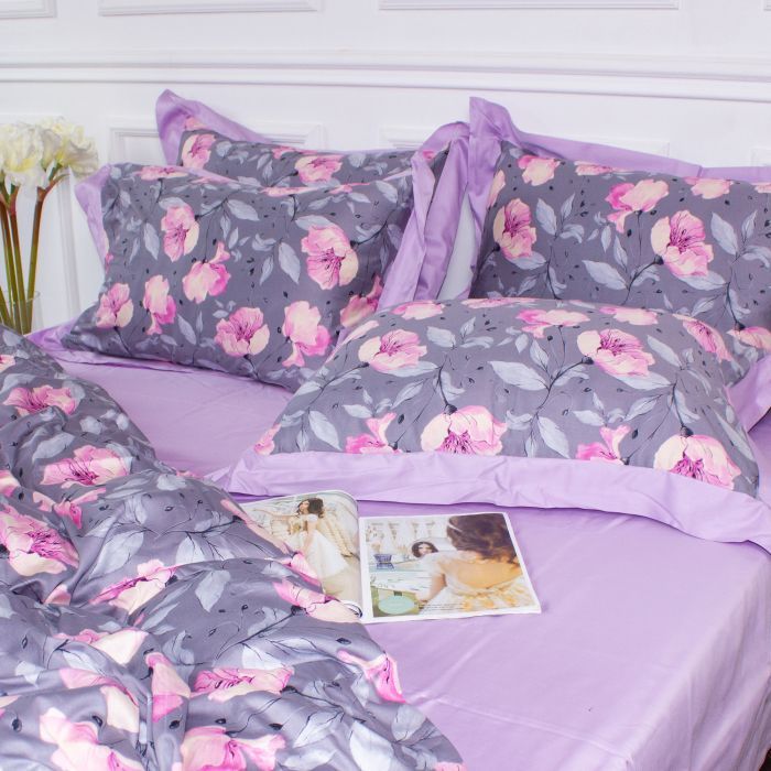 Постельное белье MirSon Satin print Elit Aster 200х220 Євро Фото