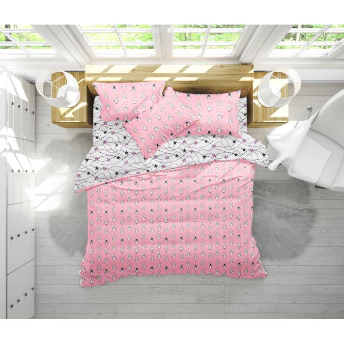 Постельное белье MirSon Бязь 17-0528 Bunnies pink Євро Фото
