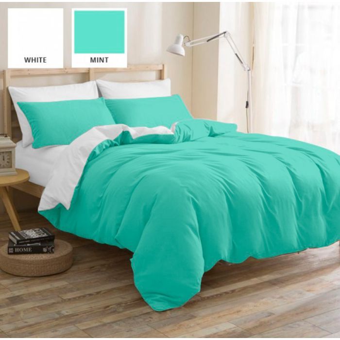 Постельное белье MirSon Бязь Premium White-Mint 200х220 Фото