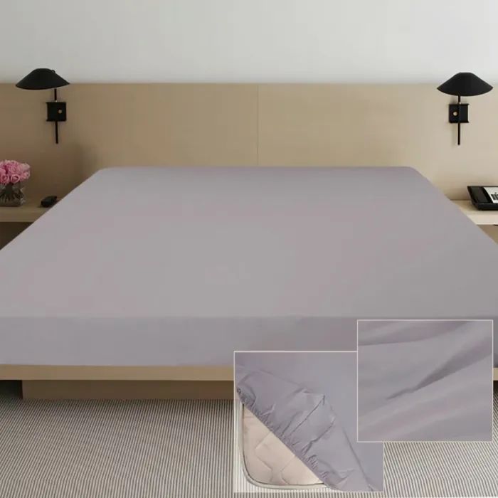 Простынь Ярослав на резинке сатин 08 серый 200х180х20 Фото