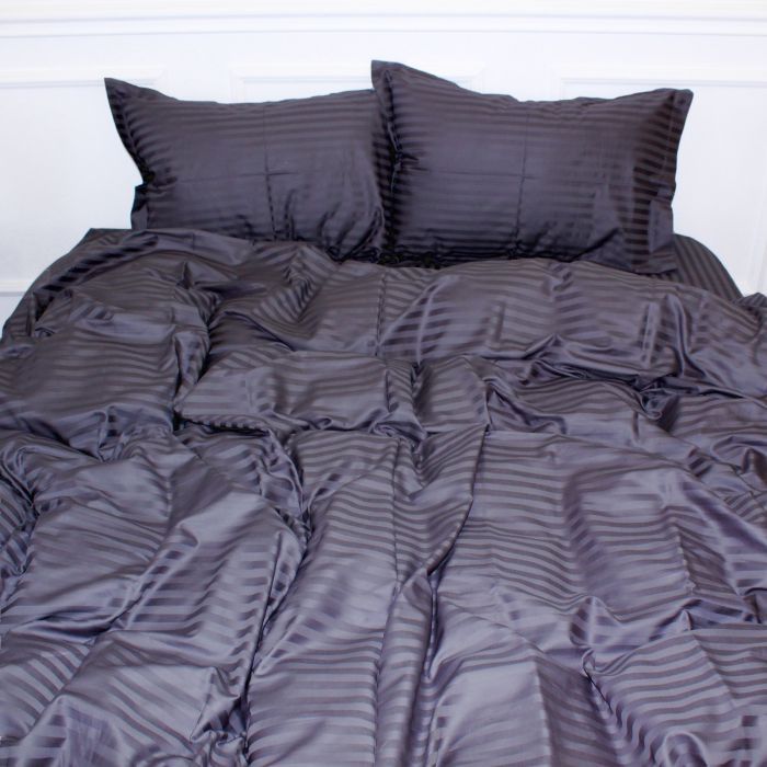 Пододеяльник MirSon Satin Stripe 30-0012 Dark Gray 110х140 см Фото