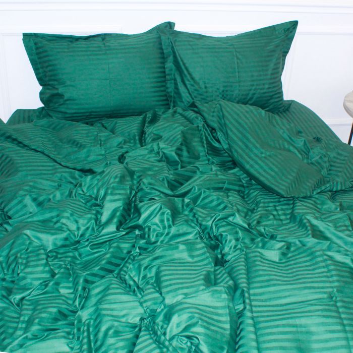 Пододеяльник MirSon Satin Stripe 30-0017 Green 175х210 см Фото