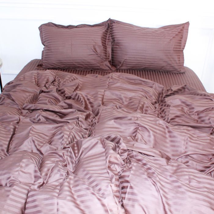 Пододеяльник MirSon Satin Stripe 30-0006 Dark Brown 220х240 см Фото