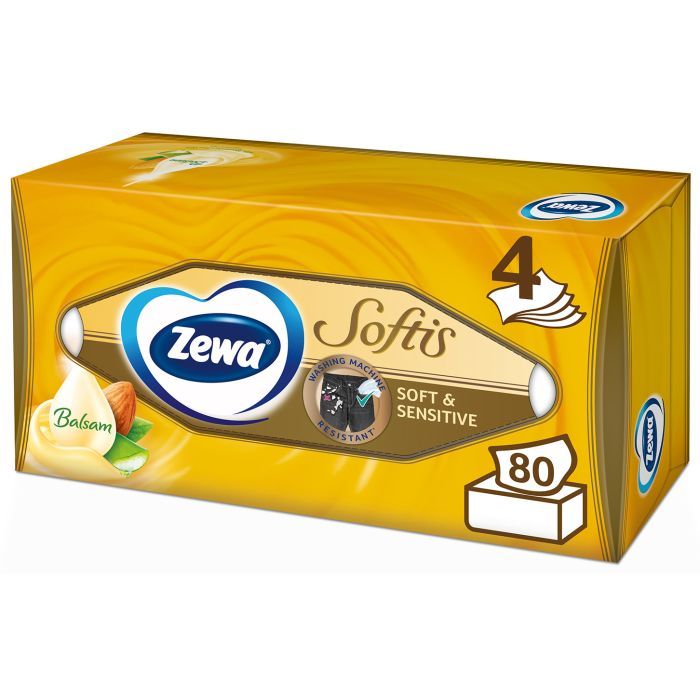 Салфетки косметические Zewa Softis Soft & Sensitive 80 шт. Фото
